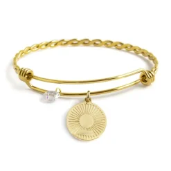 Best Bracciale rigido sole pendente con perla Bracciali
