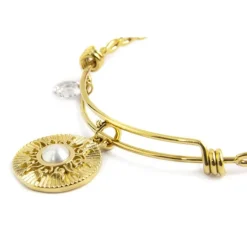 Best Bracciale rigido sole pendente con perla Bracciali