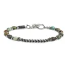 Online Bracciale sfere in pietra e dischetti acciaio con catena centrale Bracciali