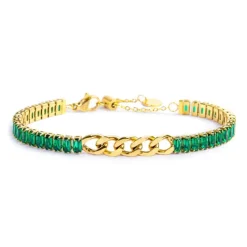 Fashion Bracciale tennis cristalli baguette con catena grumetta centrale Bracciali