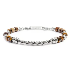 Discount Bracciare con rondelle occhio di tigre catena twisted Bracciali
