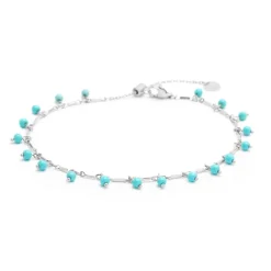 Sale Cavigliera catena con pietre turchesi pendenti Cavigliere