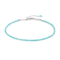 Fashion Cavigliera con perline a tubo turchesi ed ematite Cavigliere