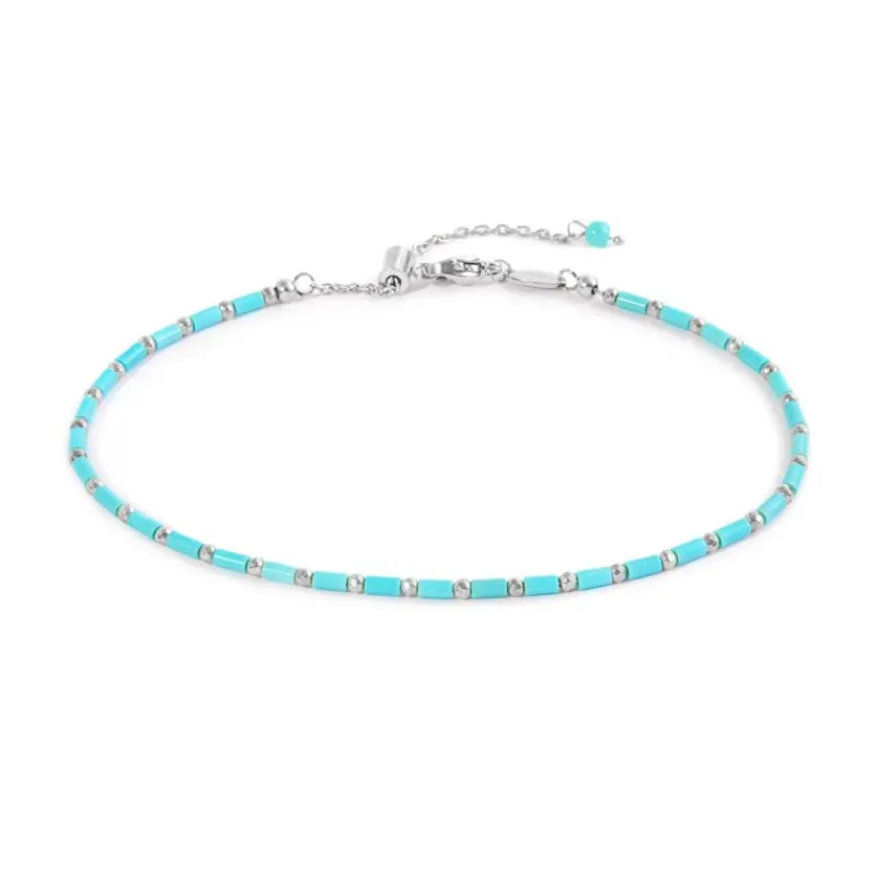 Fashion Cavigliera con perline a tubo turchesi ed ematite Cavigliere