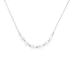 Clearance Collana catena cross con perle ovali centrali Collane