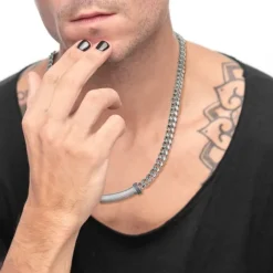 New Collana catena cuban con catena snake piatta centrale Collane