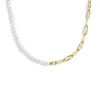 Fashion Collana catena figaro e catena con perle bianche irregolari Collane