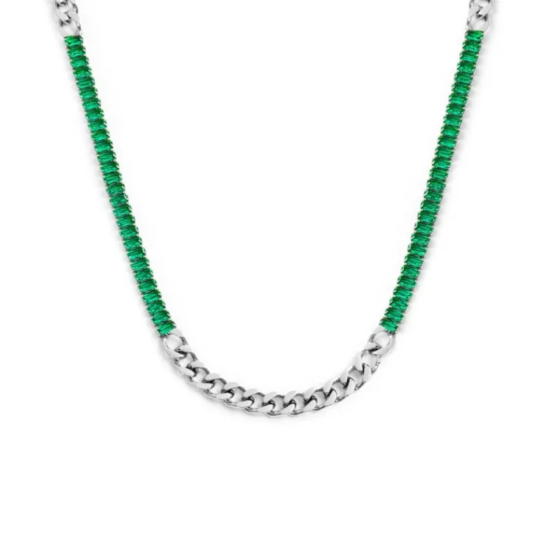 Outlet Collana catena grumetta con tennis cristalli baguette Collane