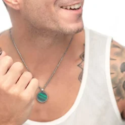 Fashion Collana catena grumetta con piastrina tonda pendente Collane