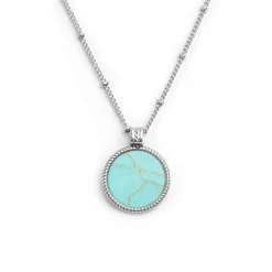 Online Collana catena grumetta con pendente turchese tondo Collane