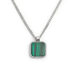 Best Collana catena grumetta con piastrina quadrata pendente Collane