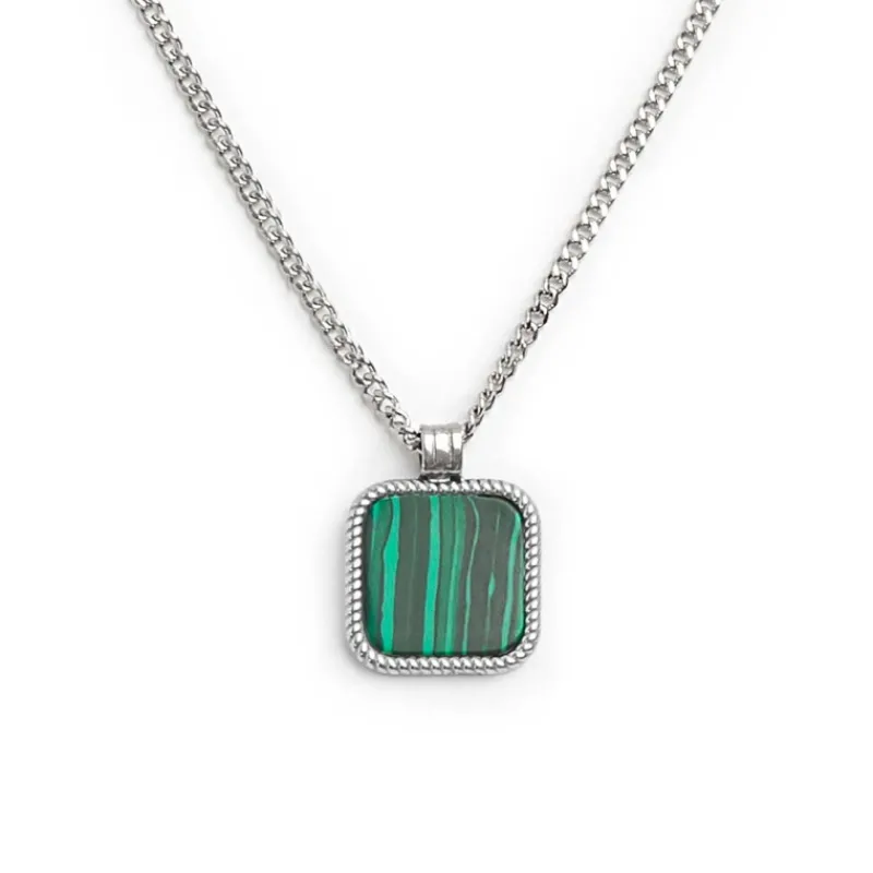 Best Collana catena grumetta con piastrina quadrata pendente Collane