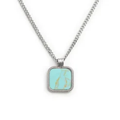 Clearance Collana catena grumetta con pendente turchese quadrato Collane