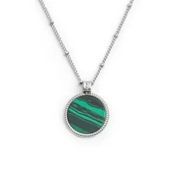Fashion Collana catena grumetta con piastrina tonda pendente Collane