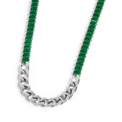 Outlet Collana catena grumetta con tennis cristalli baguette Collane