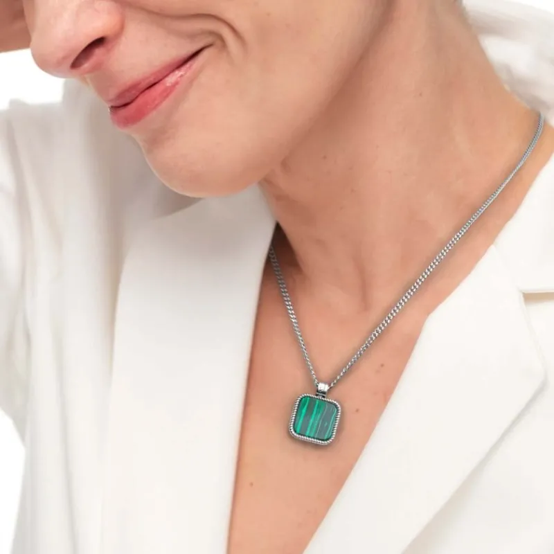 Best Collana catena grumetta con piastrina quadrata pendente Collane