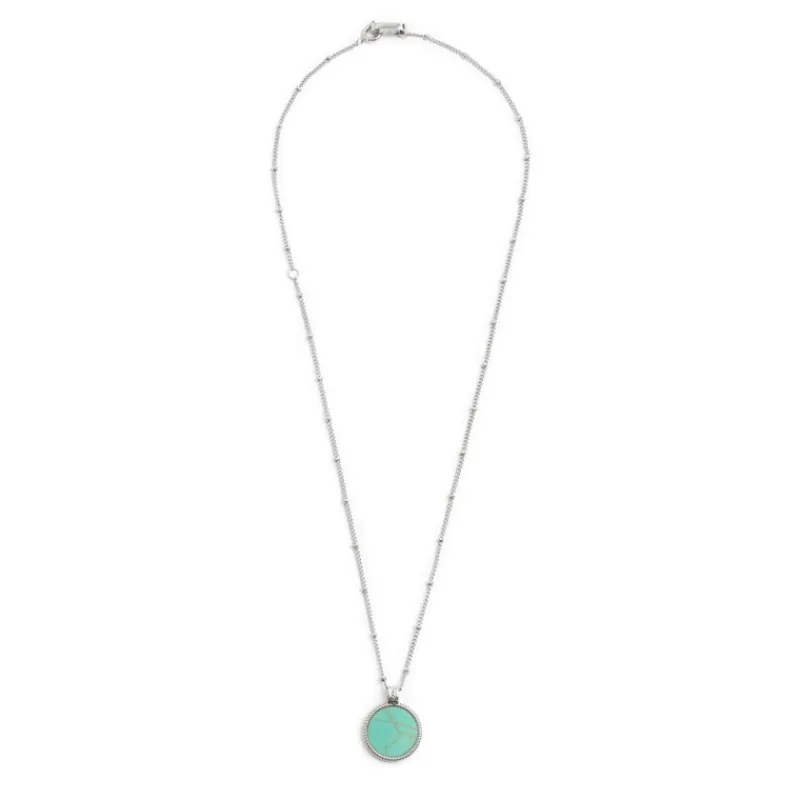 Online Collana catena grumetta con pendente turchese tondo Collane