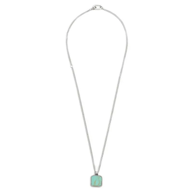 Clearance Collana catena grumetta con pendente turchese quadrato Collane
