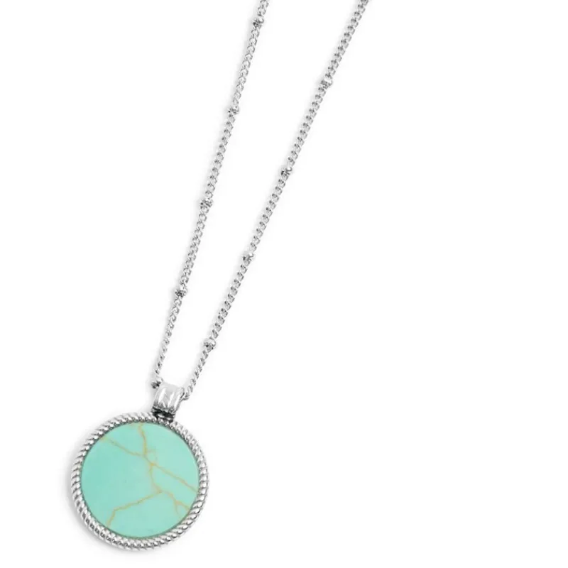 Online Collana catena grumetta con pendente turchese tondo Collane