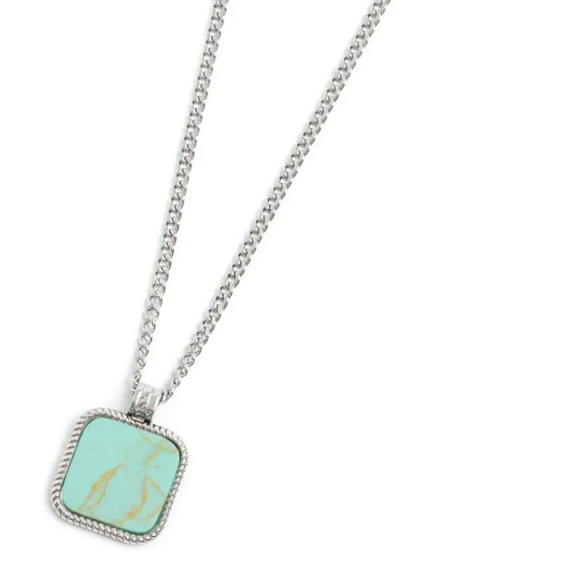 Clearance Collana catena grumetta con pendente turchese quadrato Collane