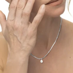 Hot Collana catena snake con perla ovale pendente centrale Collane