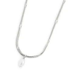 Hot Collana catena snake con perla ovale pendente centrale Collane