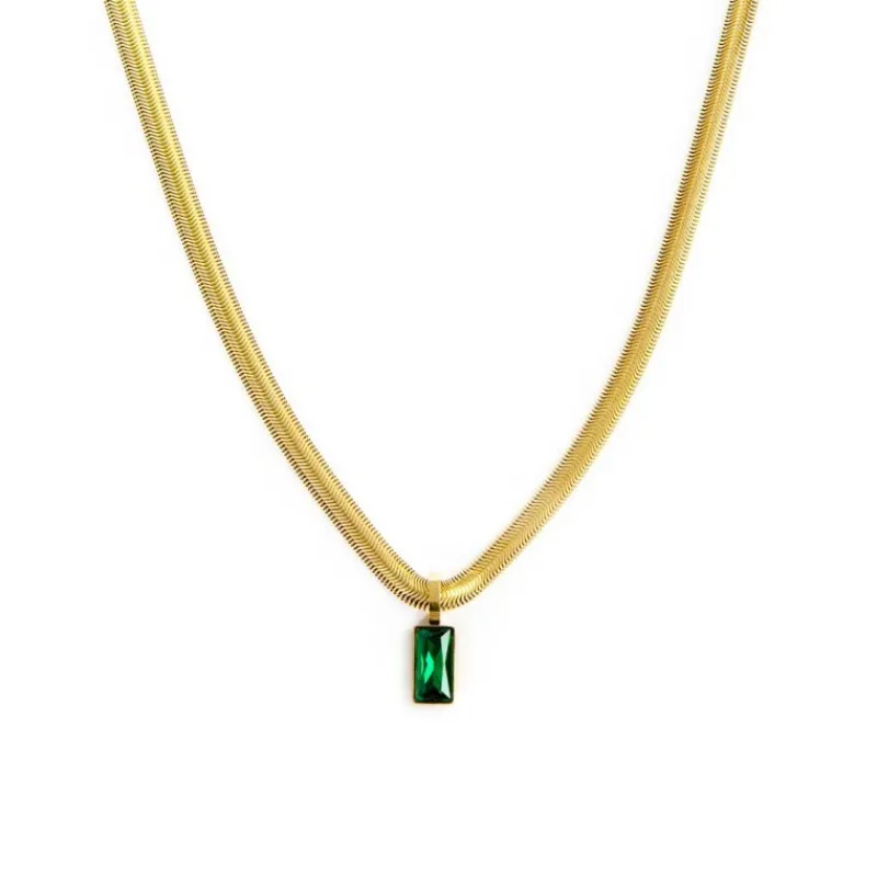 Fashion Collana catena snake cristallo baguette centrale Collane