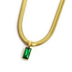 Fashion Collana catena snake cristallo baguette centrale Collane