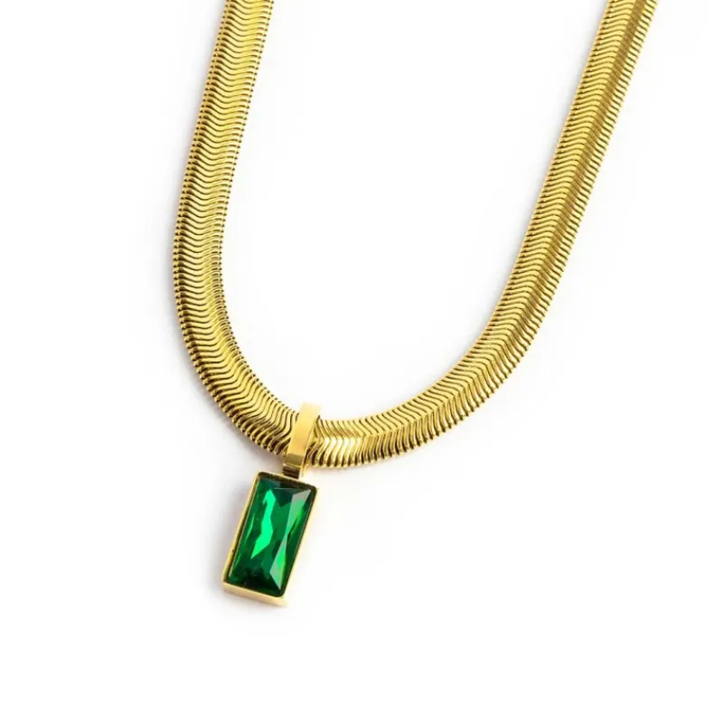 Fashion Collana catena snake cristallo baguette centrale Collane
