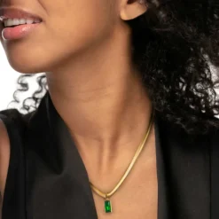 Fashion Collana catena snake cristallo baguette centrale Collane