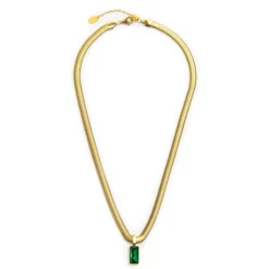 Fashion Collana catena snake cristallo baguette centrale Collane