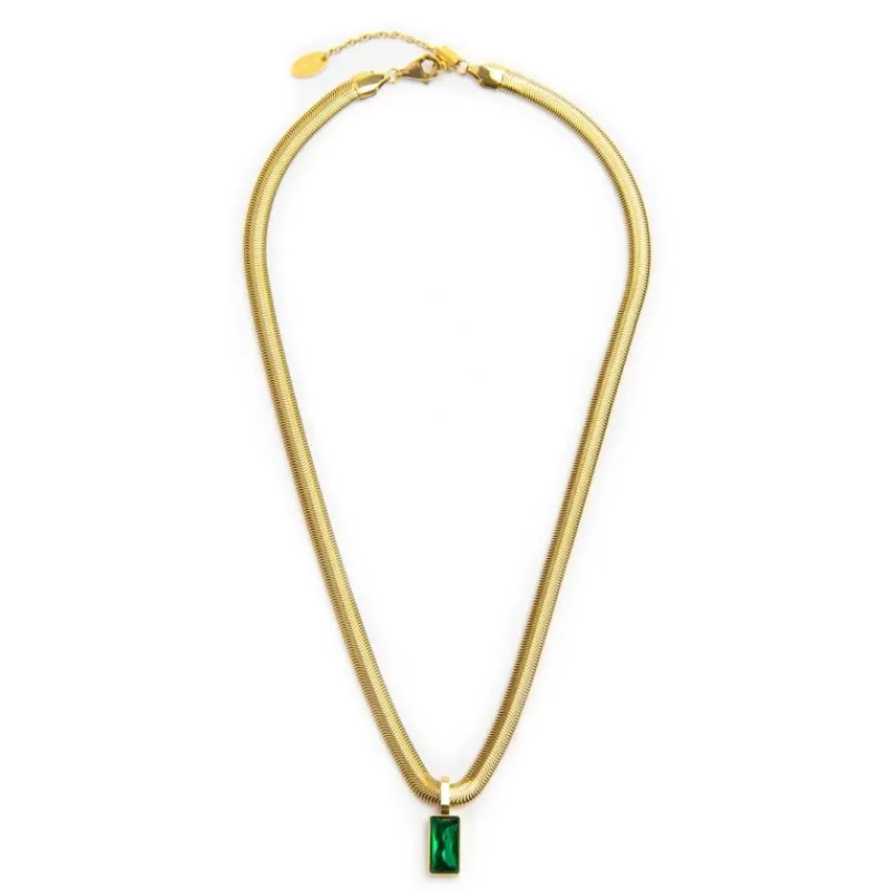 Fashion Collana catena snake cristallo baguette centrale Collane