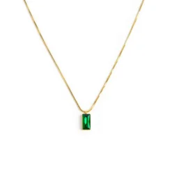 Fashion Collana catena snake quadrata cristallo baguette centrale Collane