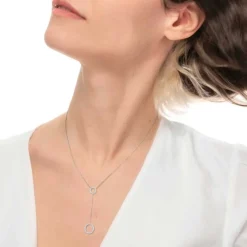 New Collana cerchi con zirconi bianchi Collane