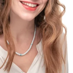 Fashion Collana con dischetti conchiglie bianche e turchesi Collane