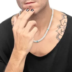 Fashion Collana con dischetti conchiglie bianche e turchesi Collane