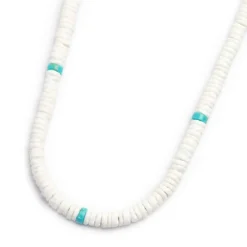 Fashion Collana con dischetti conchiglie bianche e turchesi Collane