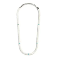 Fashion Collana con dischetti conchiglie bianche e turchesi Collane