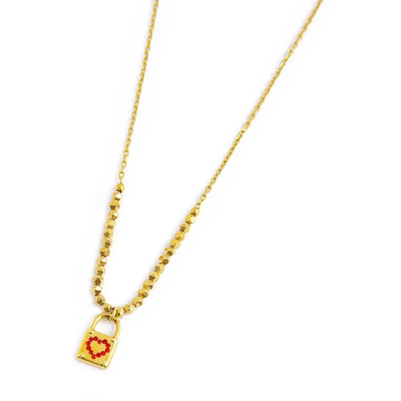 Hot Collana con lucchetto pendente ed ematite Collane