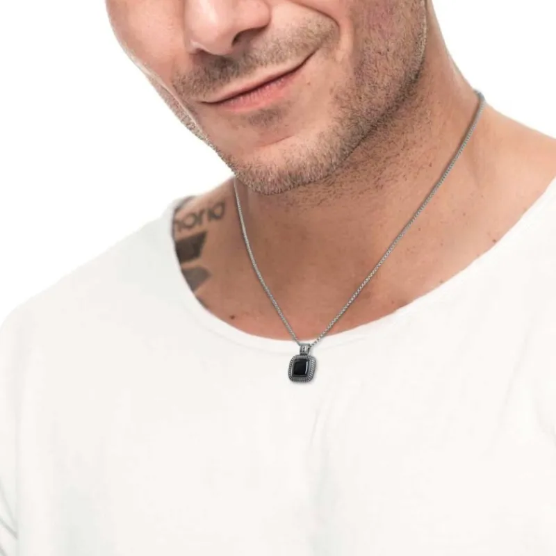 Discount Collana con onice nera quadrata Collane
