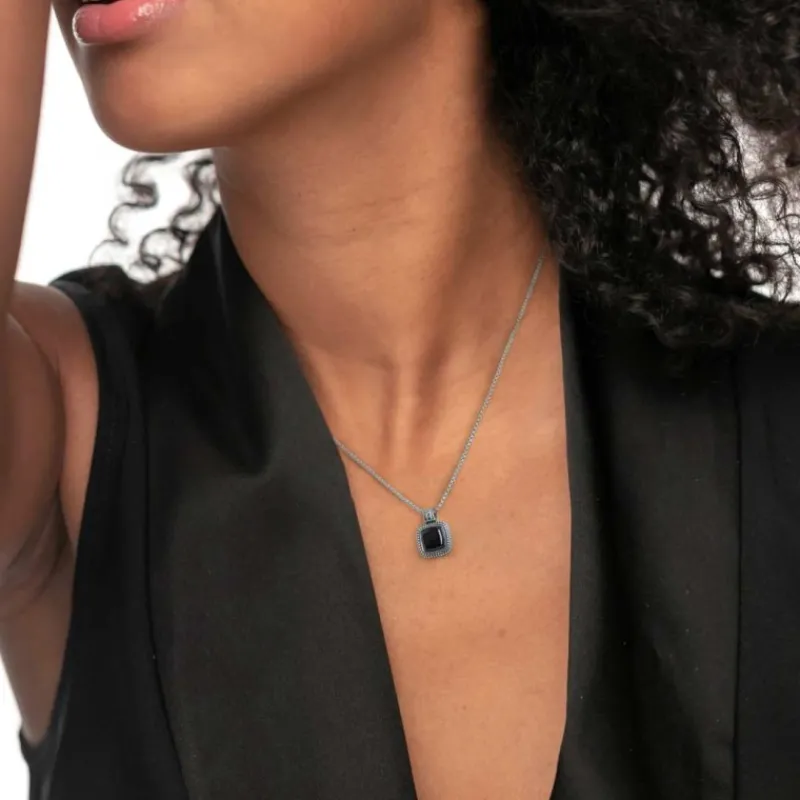 Discount Collana con onice nera quadrata Collane