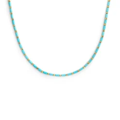 Outlet Collana con perline a tubo turchesi ed ematite Collane