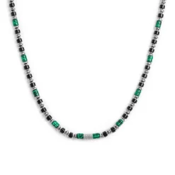 Hot Collana con rondelle in malachite ed onice nera elementi in ematite Collane