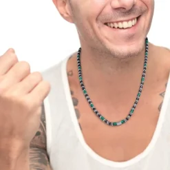 Hot Collana con rondelle in malachite ed onice nera elementi in ematite Collane