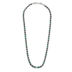 Hot Collana con rondelle in malachite ed onice nera elementi in ematite Collane