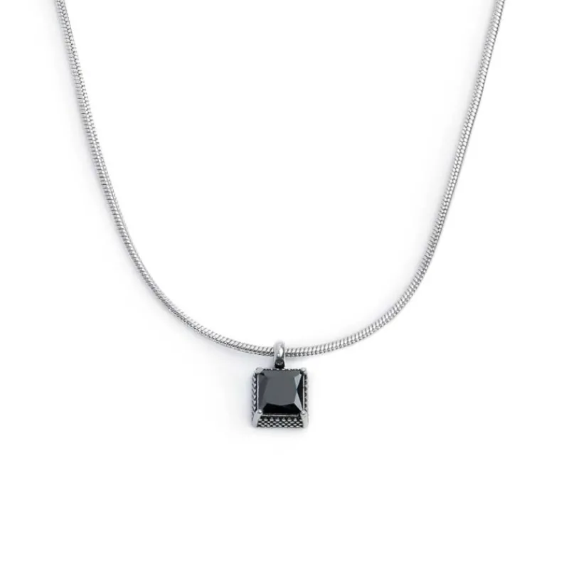 Discount Collana con zircone nero quadrato Collane