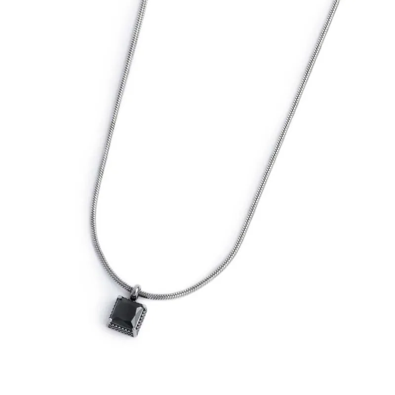 Discount Collana con zircone nero quadrato Collane