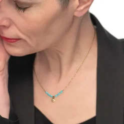 Sale Collana conchiglia pendente con perla e perline a tubo turchesi Collane