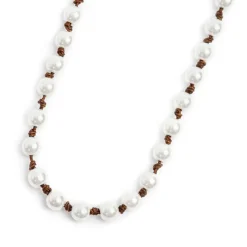 New Collana cordino marrone con perle Collane