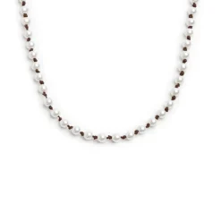 Online Collana cordino marrone con perle Collane